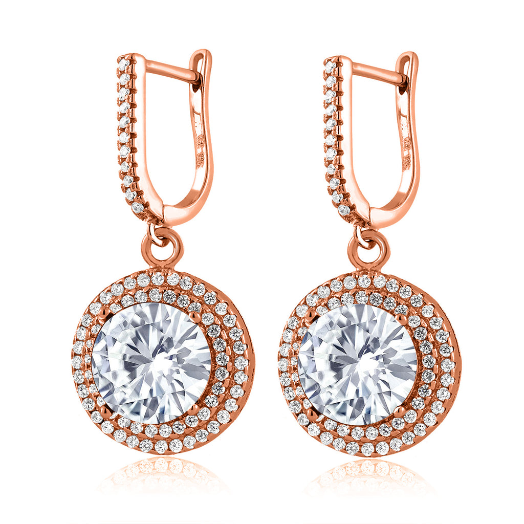 White Moissanite - April_Earrings in 925 Rose Gold Plated Silver