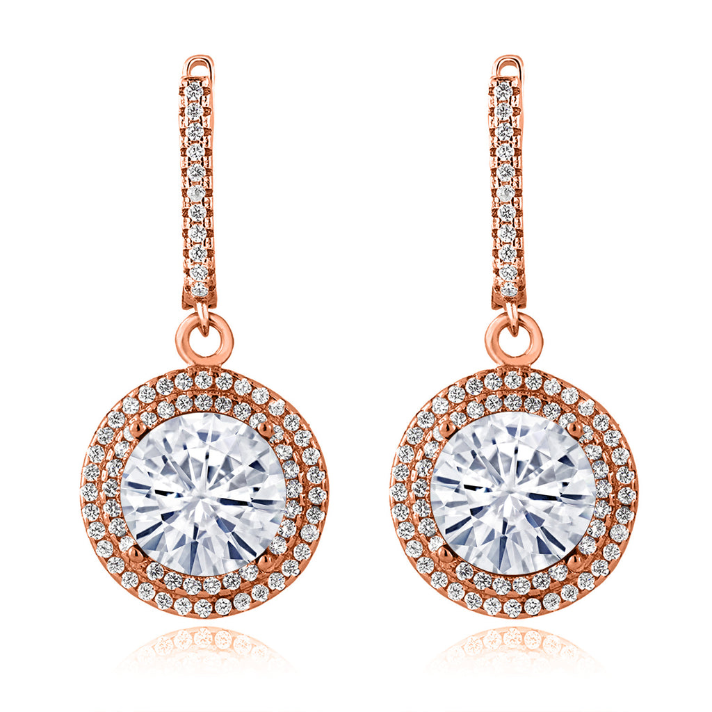 Near Colorless (GH) and White_Earrings in 925 Rose Gold Plated Silver