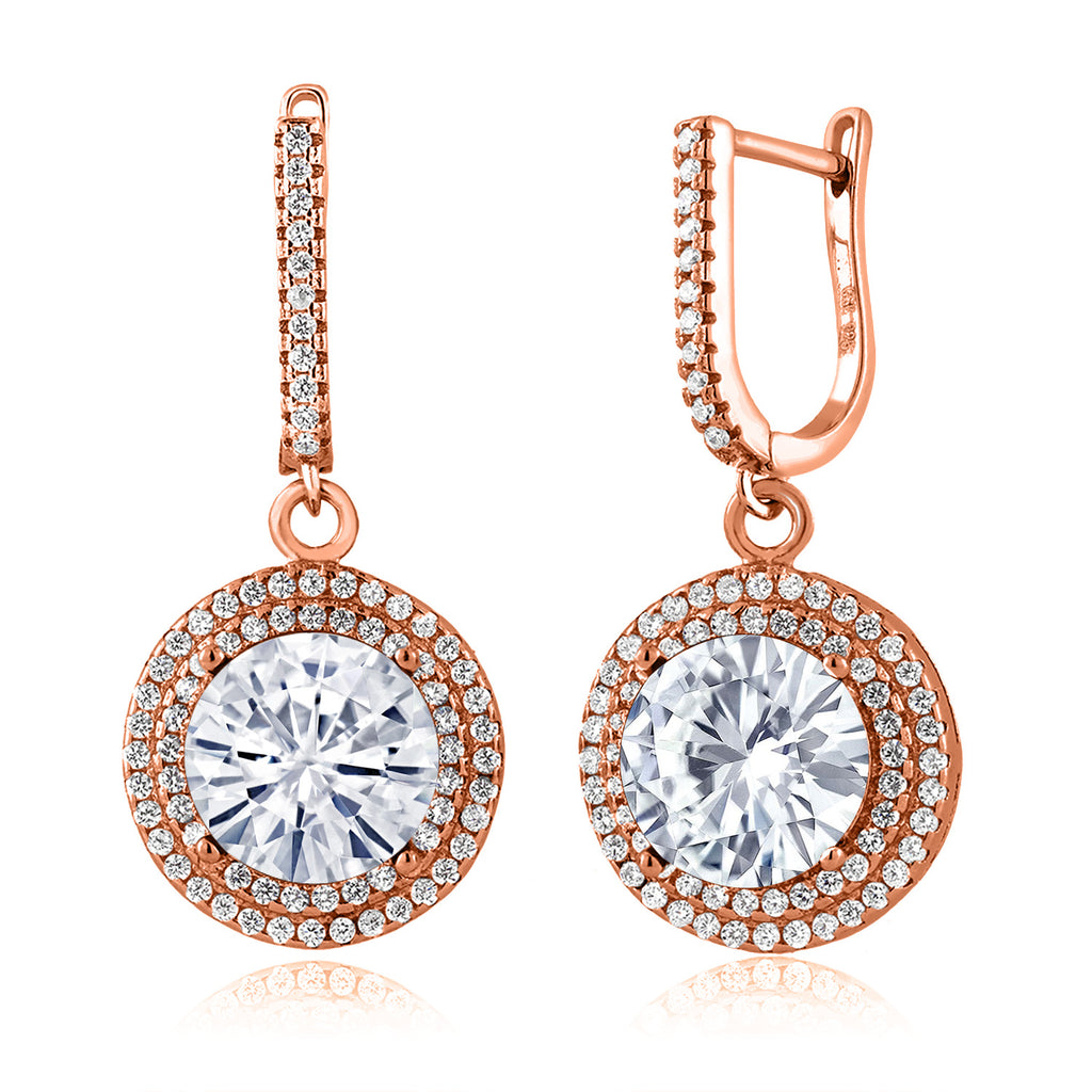 Near Colorless (GH) and White_Earrings in 925 Rose Gold Plated Silver