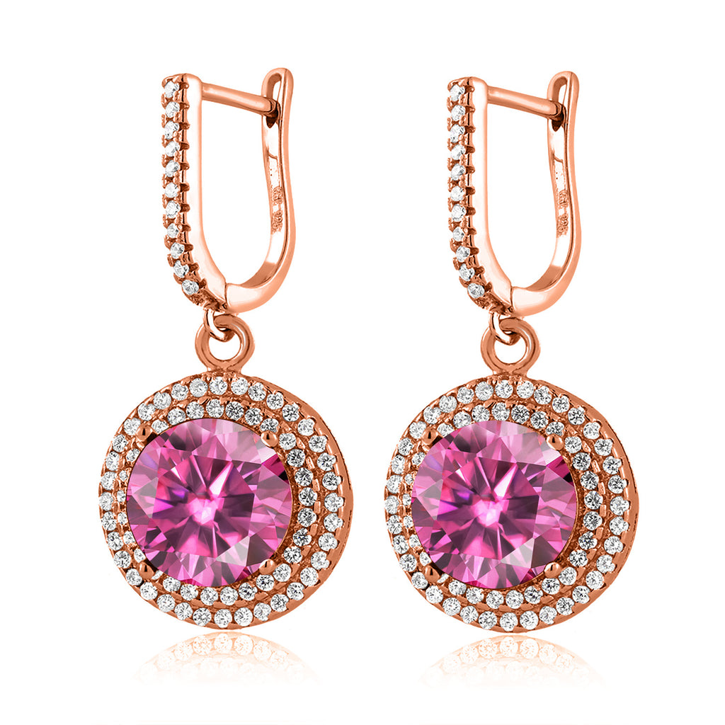 Pink Moissanite - April_Earrings in 925 Rose Gold Plated Silver