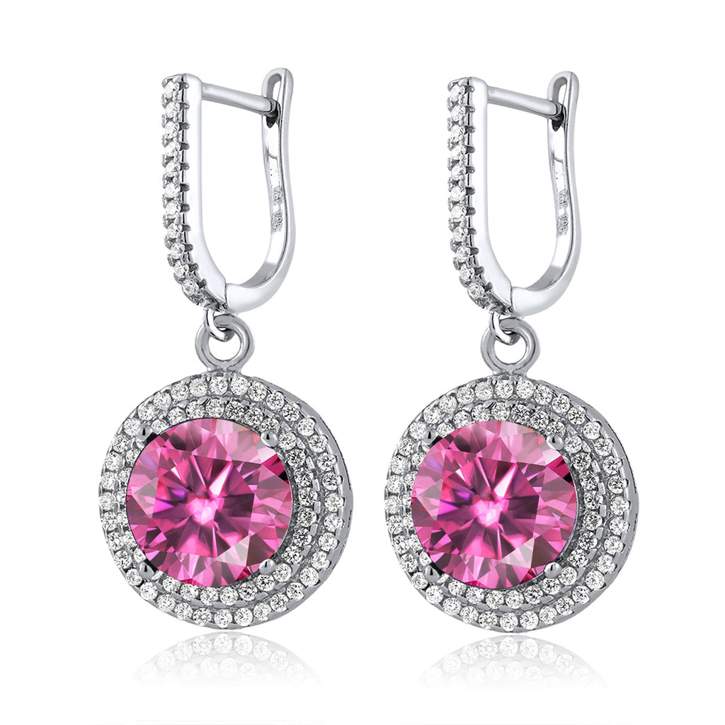 Pink Moissanite - April_Earrings in 925 Sterling Silver