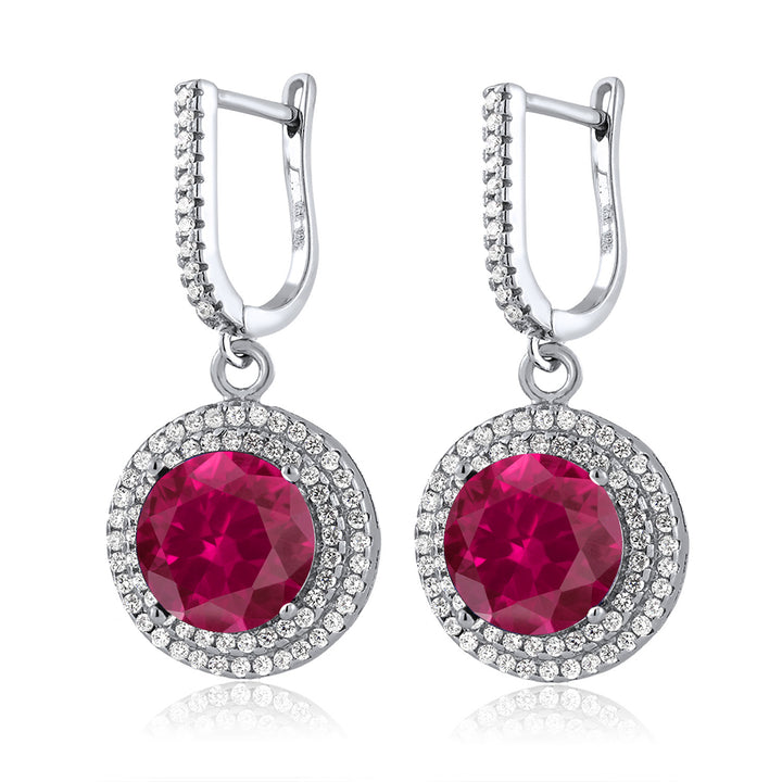 Created Ruby - July_Earrings in 925 Sterling Silver
