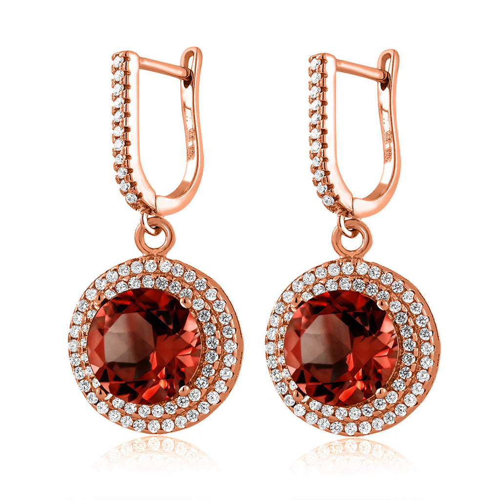Garnet - January_Earrings in 925 Rose Gold Plated Silver