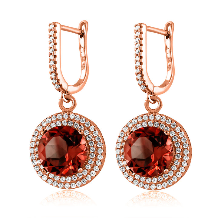 Garnet - January_Earrings in 925 Rose Gold Plated Silver