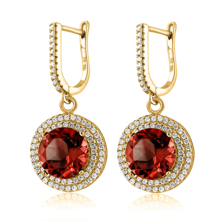 Garnet - January_Earrings in 925 Yellow Gold Plated Silver