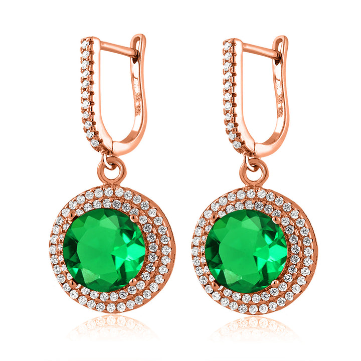 Nano Emerald - May_Earrings in 925 Rose Gold Plated Silver