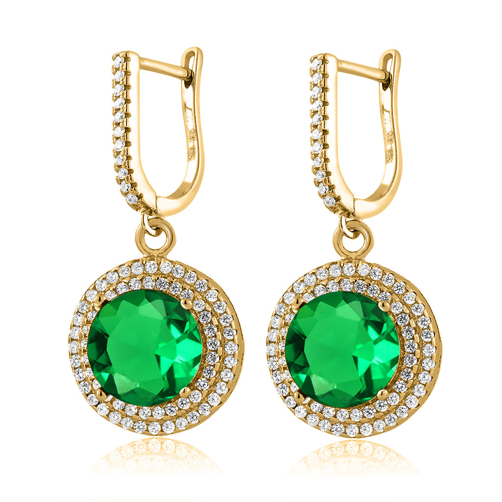 Nano Emerald - May_Earrings in 925 Yellow Gold Plated Silver