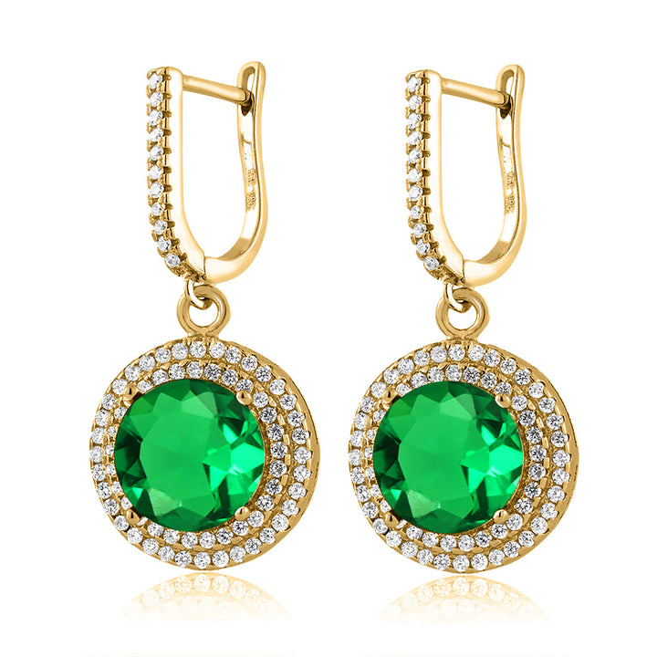 Nano Emerald - May_Earrings in 925 Yellow Gold Plated Silver