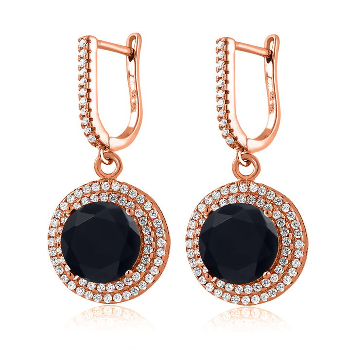 Onyx - December_Earrings in 925 Rose Gold Plated Silver