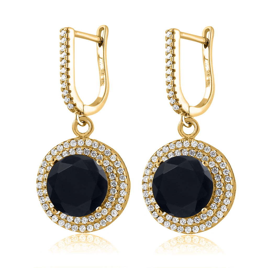 Onyx - December_Earrings in 925 Yellow Gold Plated Silver