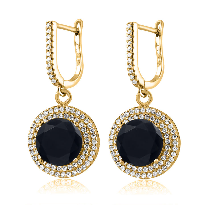 Onyx - December_Earrings in 925 Yellow Gold Plated Silver