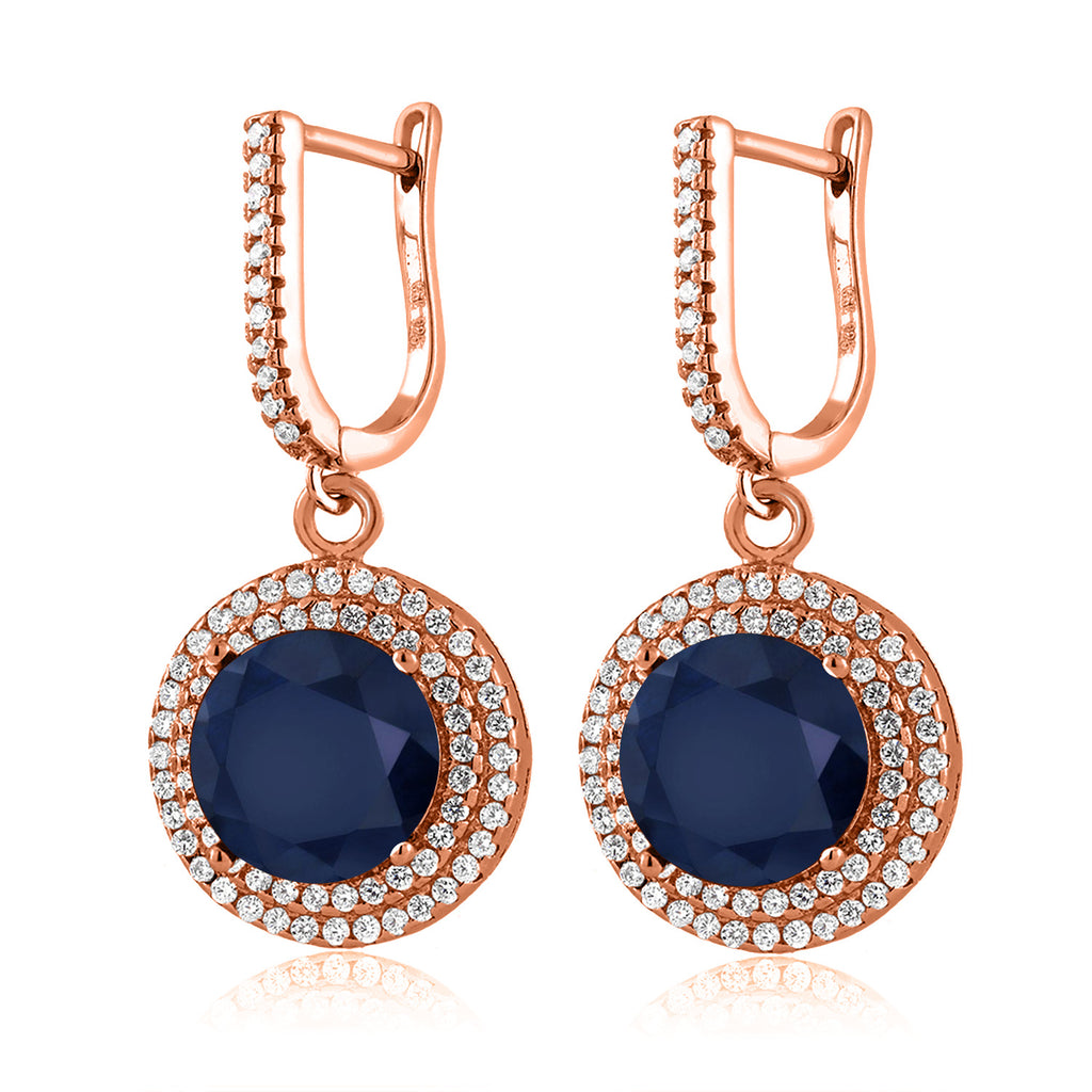 Blue Sapphire - September_Earrings in 925 Rose Gold Plated Silver