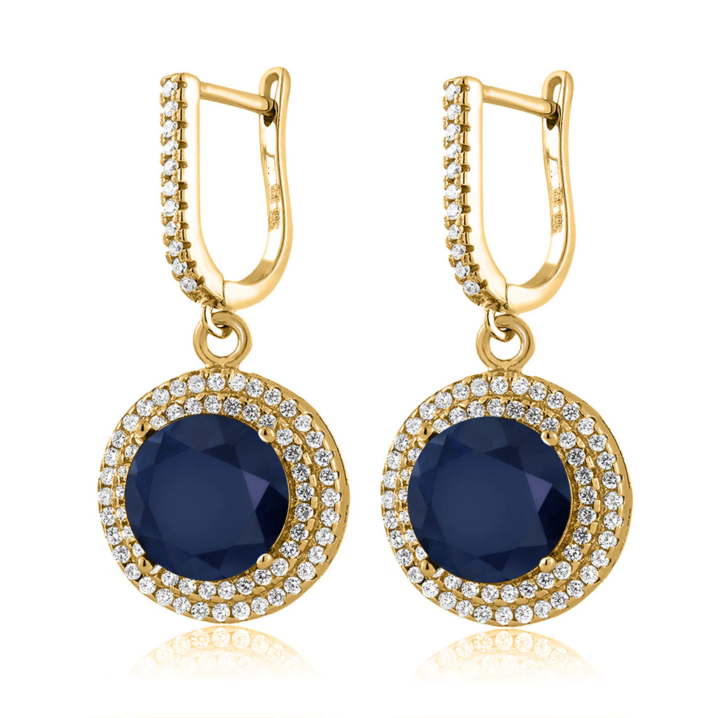 Blue Sapphire - September_Earrings in 925 Yellow Gold Plated Silver