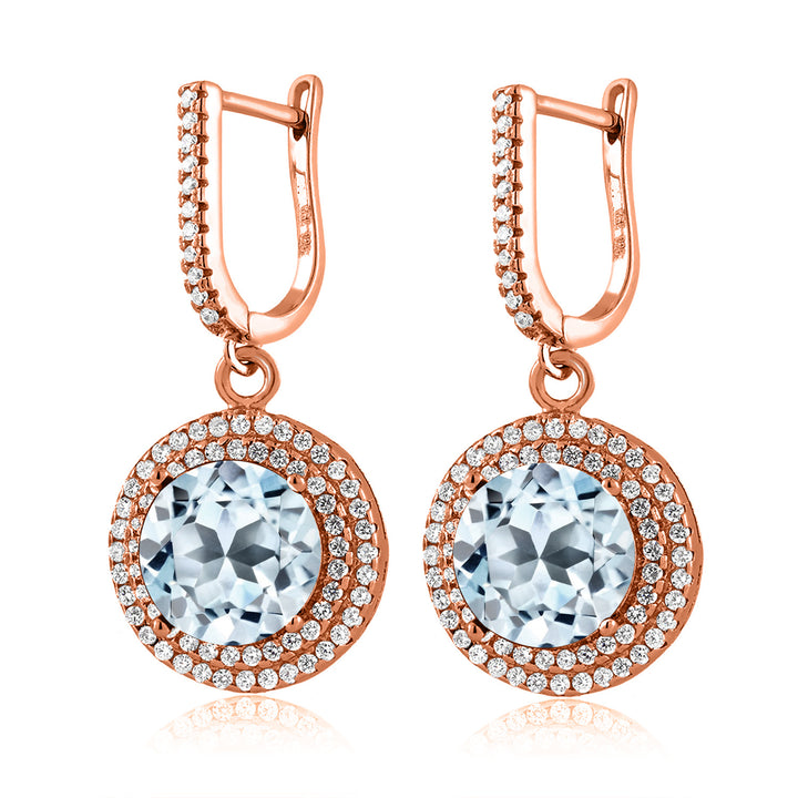 Sky Blue Topaz - November_Earrings in 925 Rose Gold Plated Silver