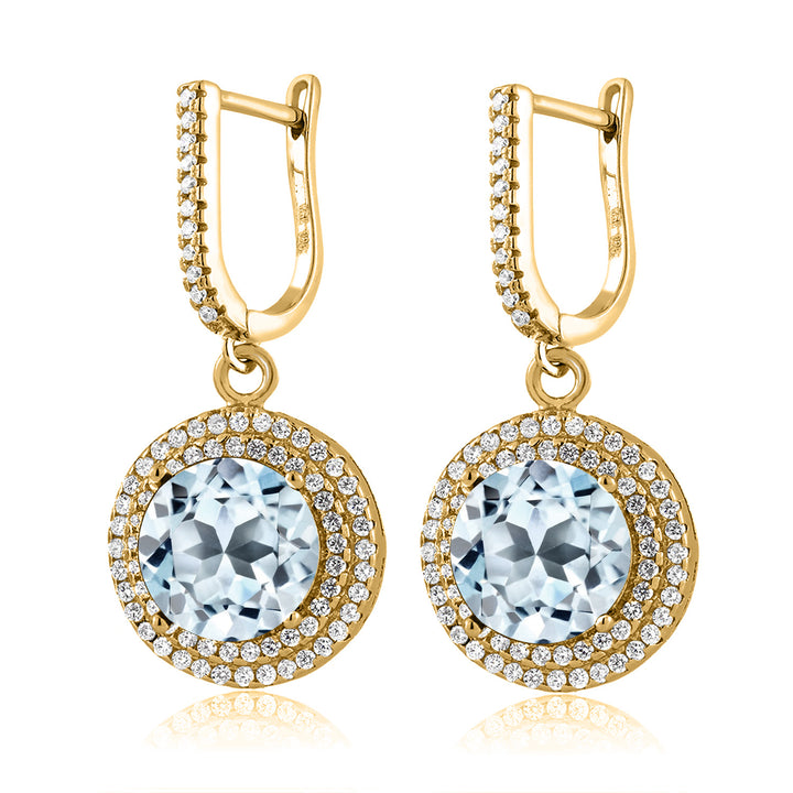 Sky Blue Topaz - November_Earrings in 925 Yellow Gold Plated Silver
