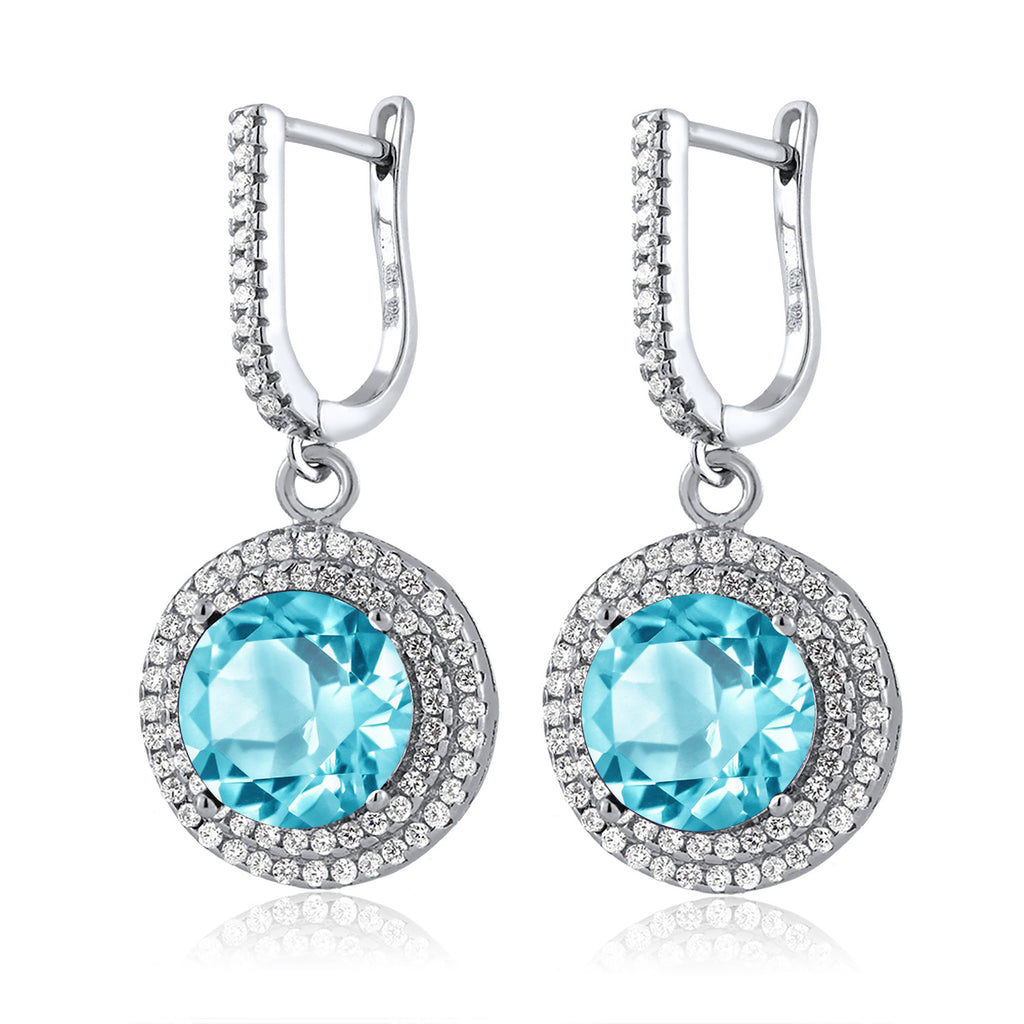Swiss Blue Topaz - November_Earrings in 925 Sterling Silver