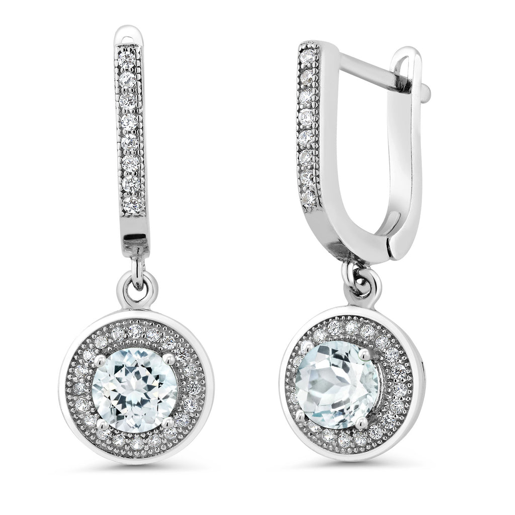 Aquamarine - March_Earrings in 925 Sterling Silver
