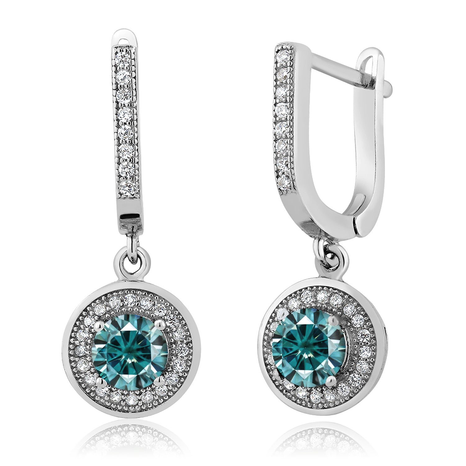 Blue Moissanite - April_Earrings in 925 Sterling Silver