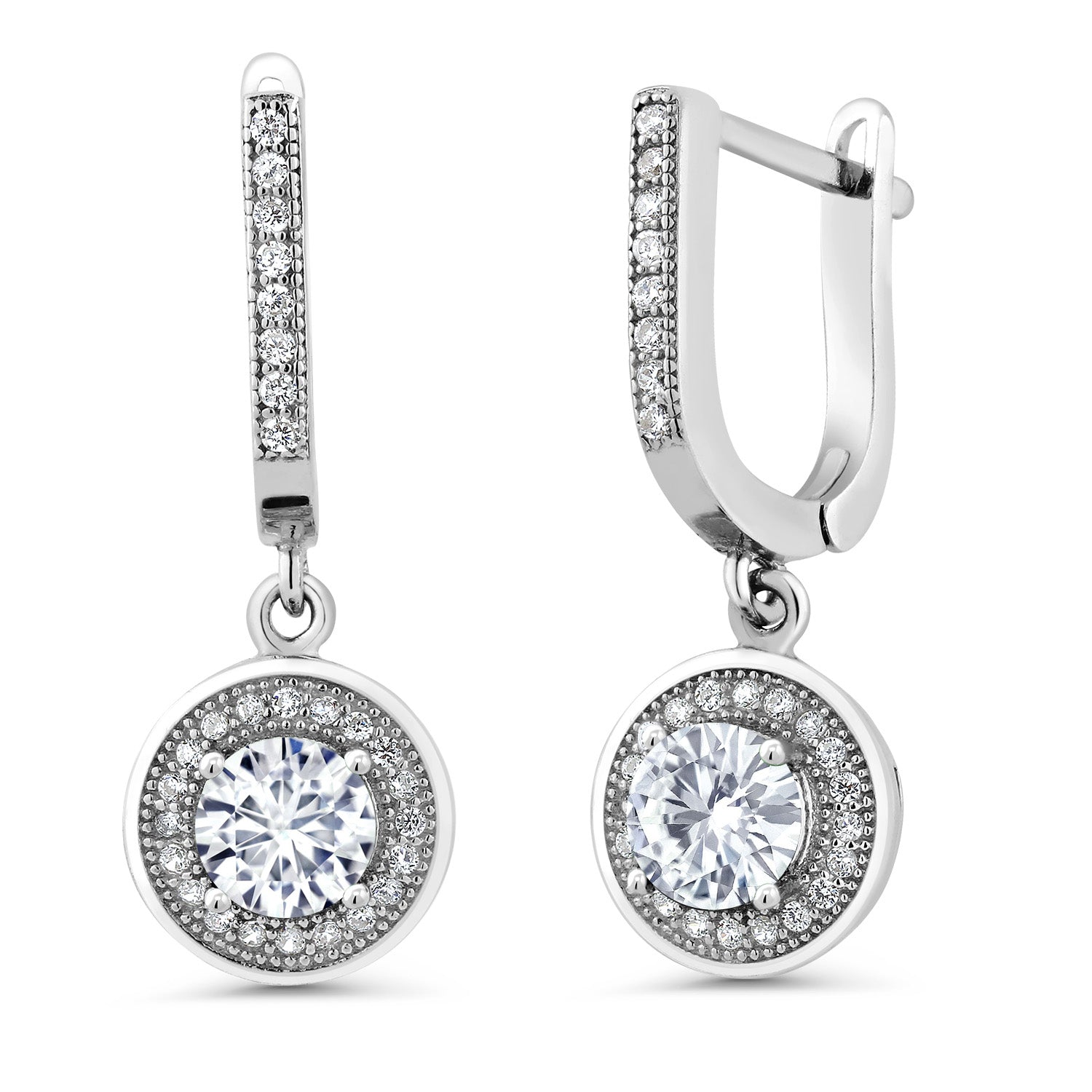 White Moissanite - April_Earrings in 925 Sterling Silver