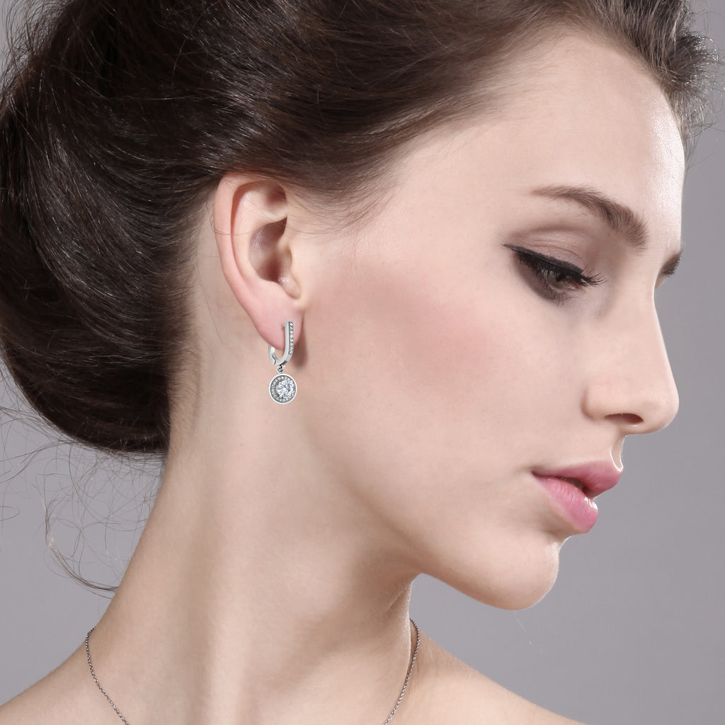 White Moissanite - April_Earrings in 925 Sterling Silver