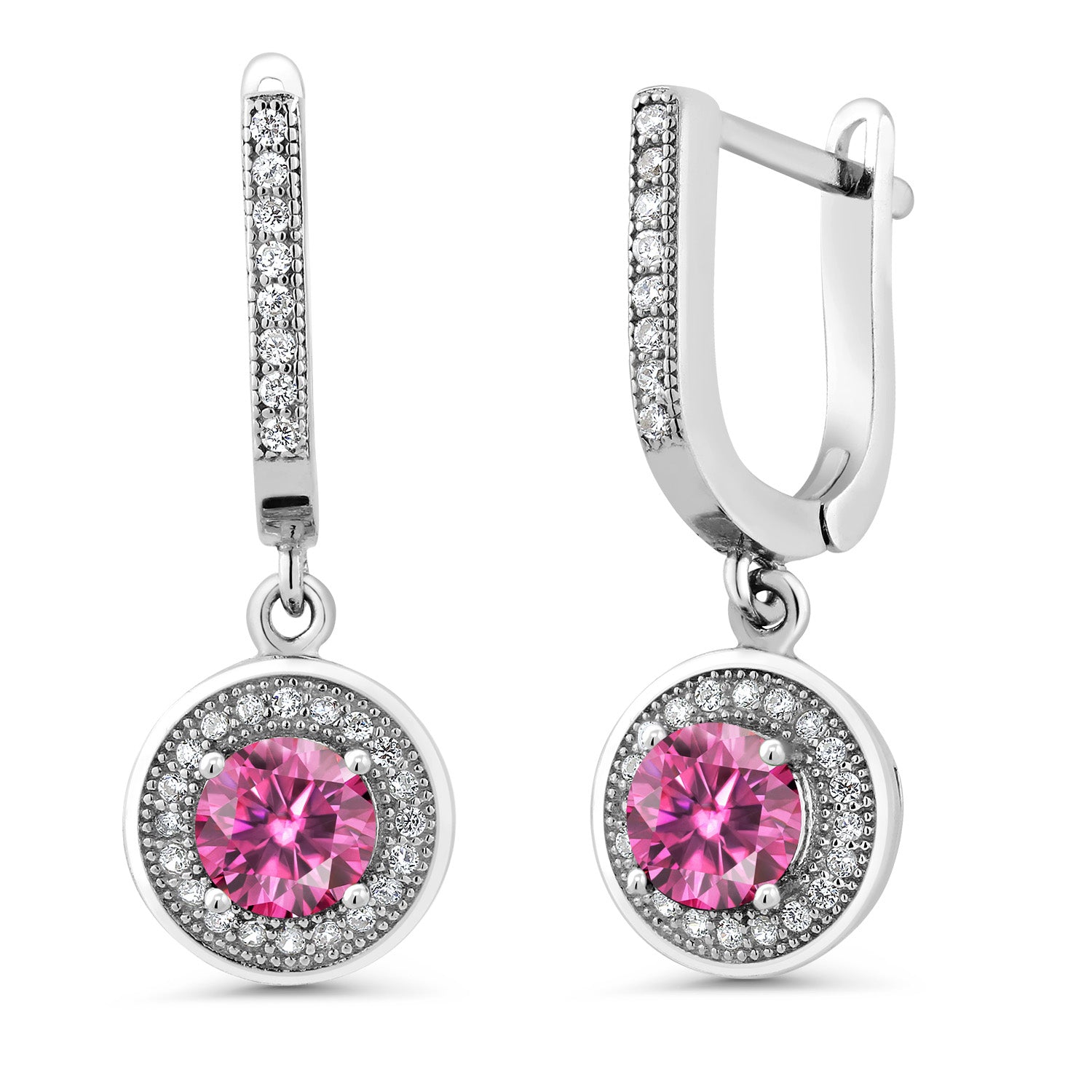 Pink Moissanite - April_Earrings in 925 Sterling Silver