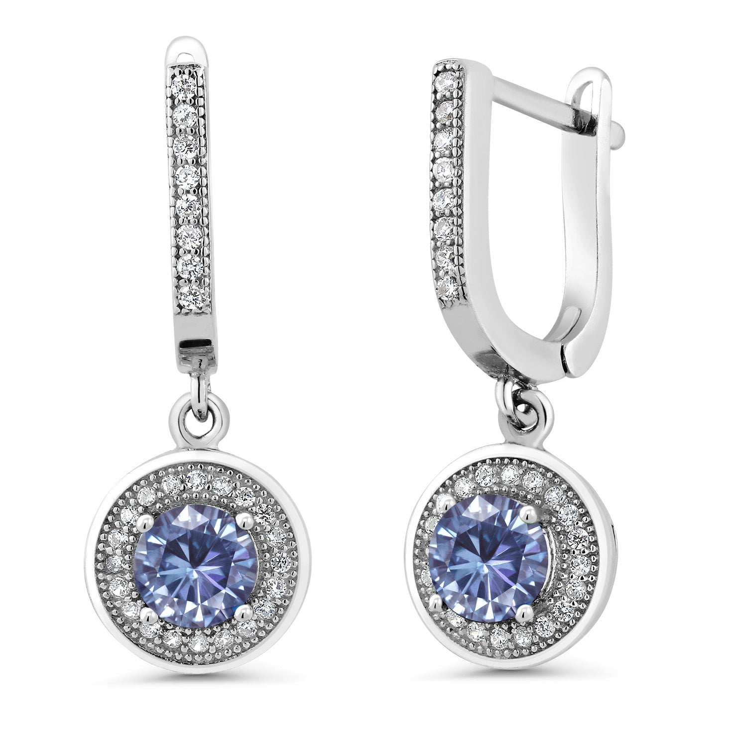 Persian Blue Moissanite - April_Earrings in 925 Sterling Silver