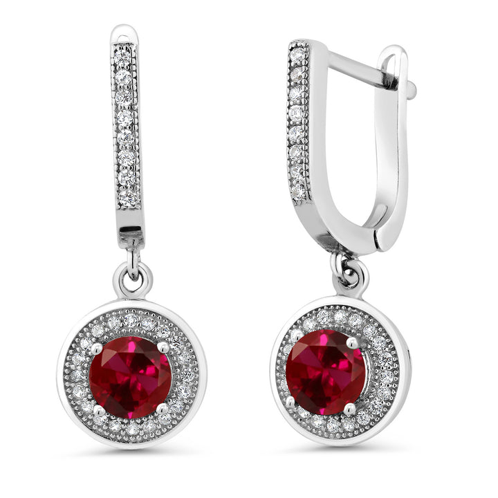 Created Ruby - July_Earrings in 925 Sterling Silver
