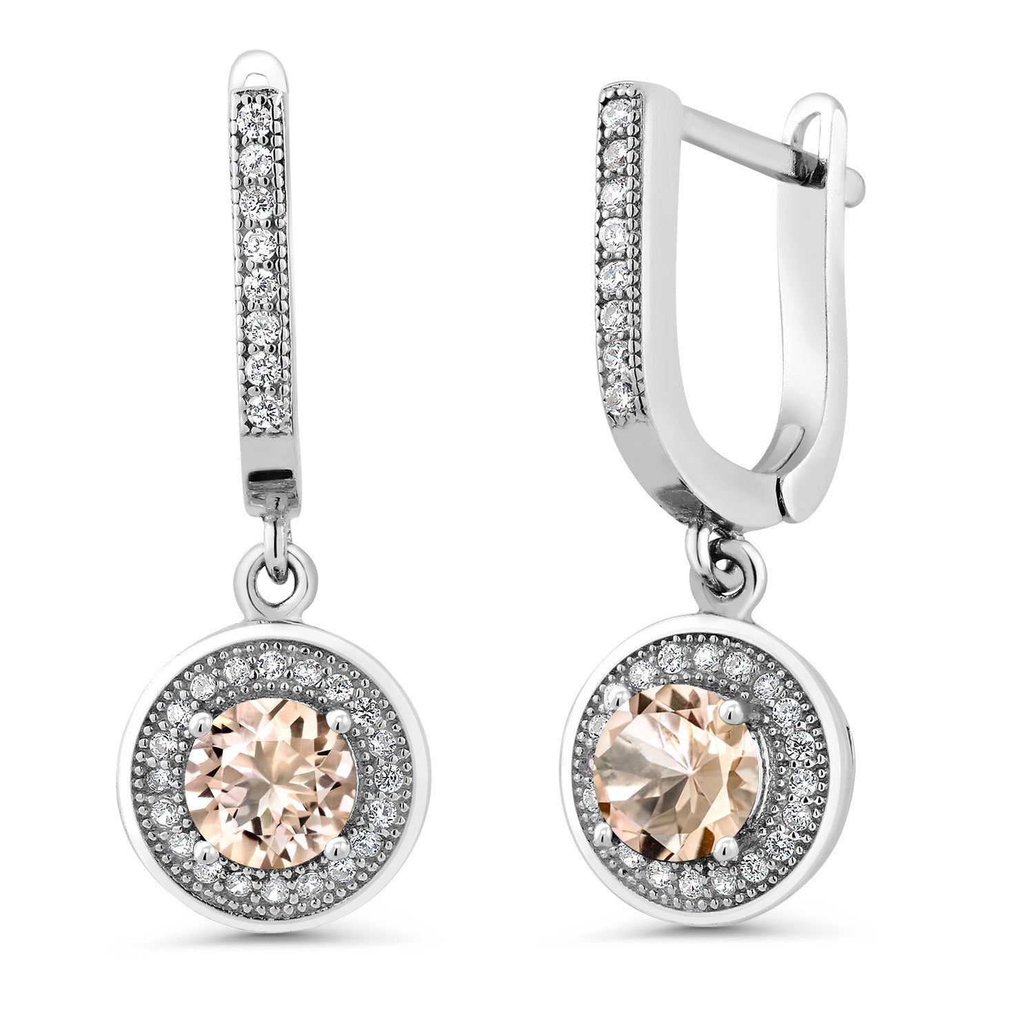 Morganite - October_Earrings in 925 Sterling Silver