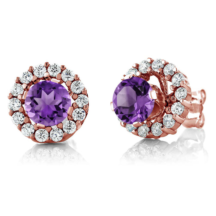 Amethyst - February_Earrings in 925 Rose Gold Plated Silver