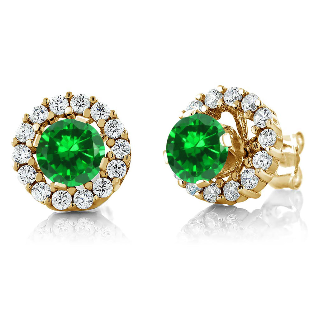 Created Emerald - May_Earrings in 925 Yellow Gold Plated Silver
