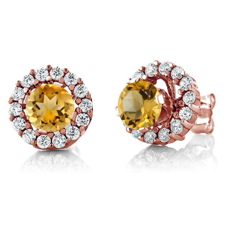 Citrine - November_Earrings in 925 Rose Gold Plated Silver