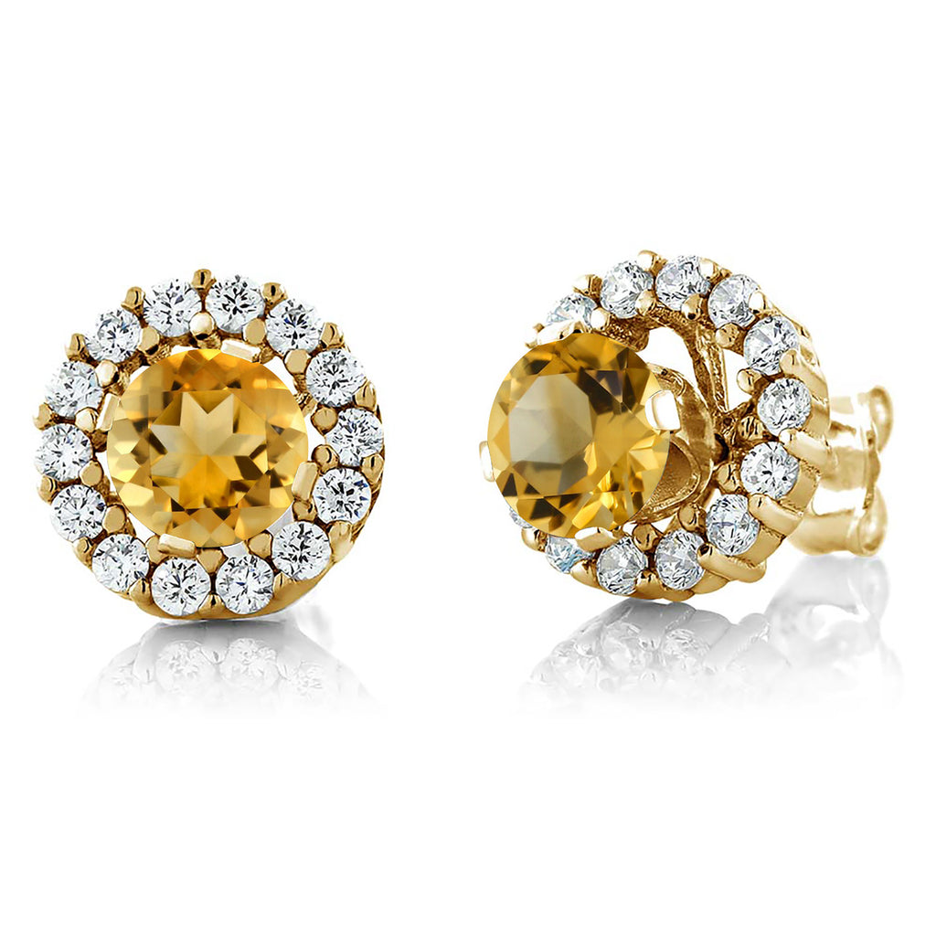 Citrine - November_Earrings in 925 Yellow Gold Plated Silver