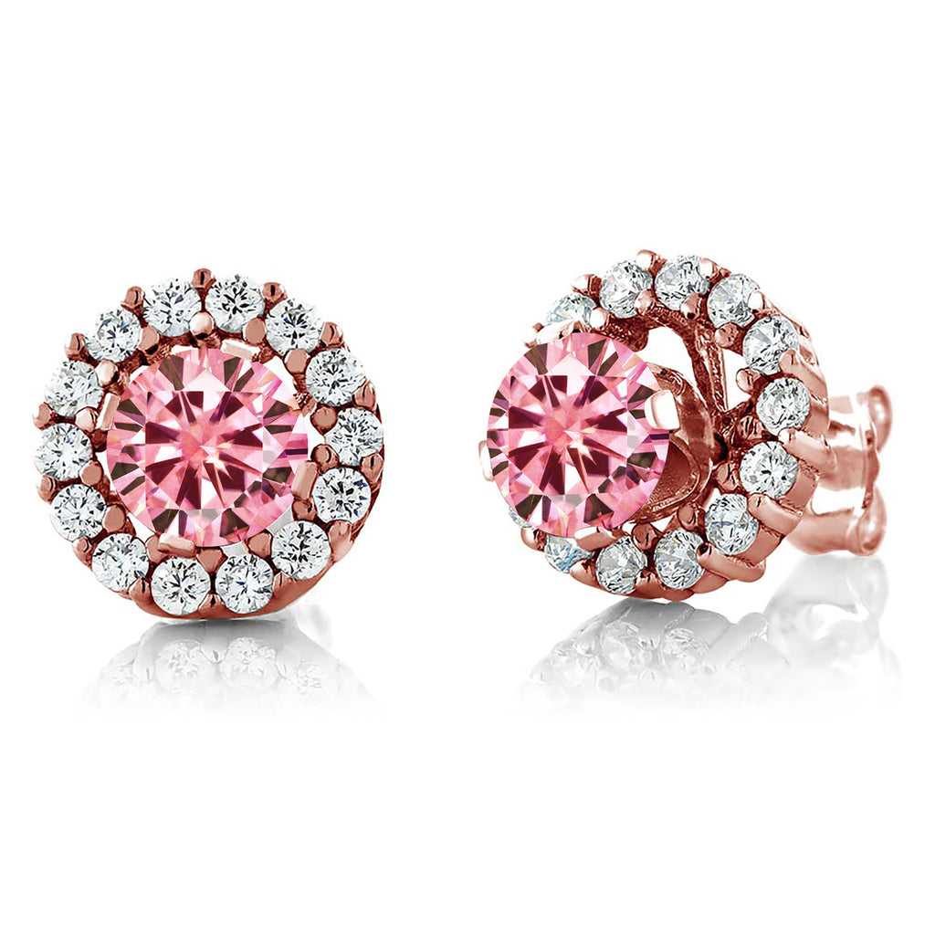 Pink Moissanite - April_Earrings in 925 Rose Gold Plated Silver
