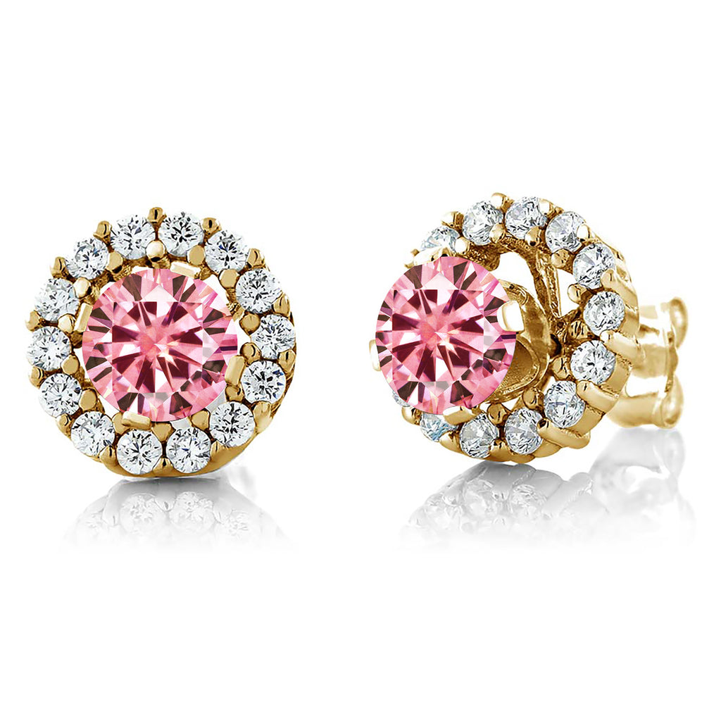 Pink Moissanite - April_Earrings in 925 Yellow Gold Plated Silver