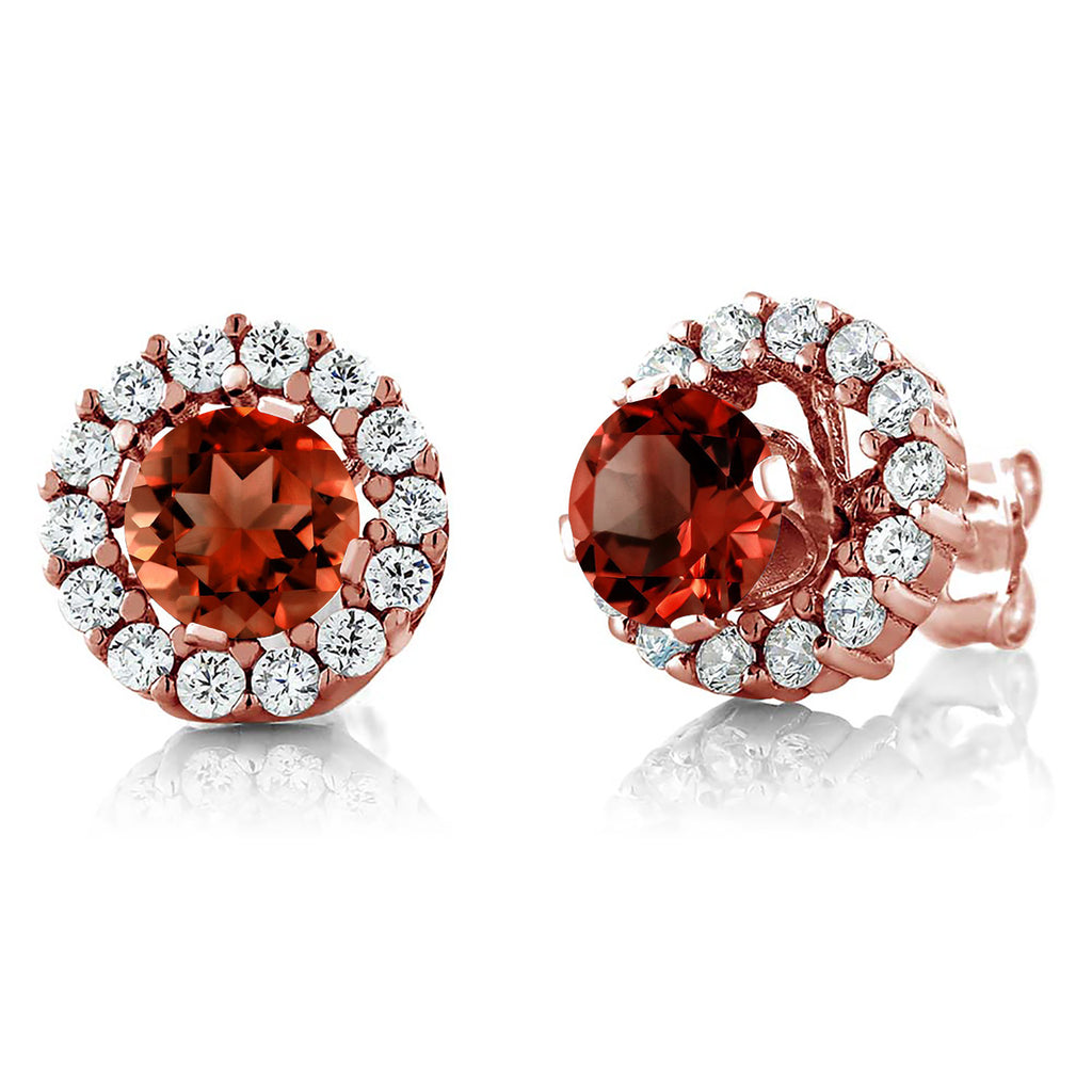 Garnet - January_Earrings in 925 Rose Gold Plated Silver