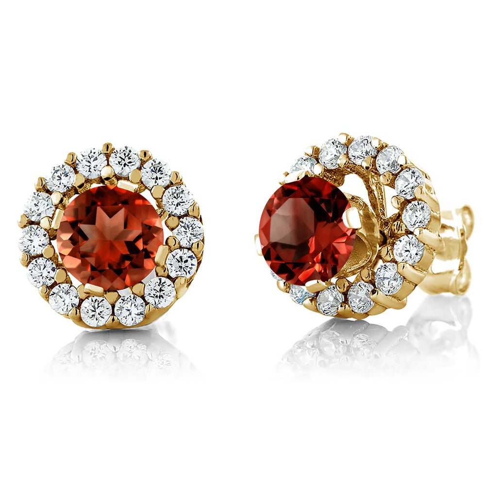 Garnet - January_Earrings in 925 Yellow Gold Plated Silver