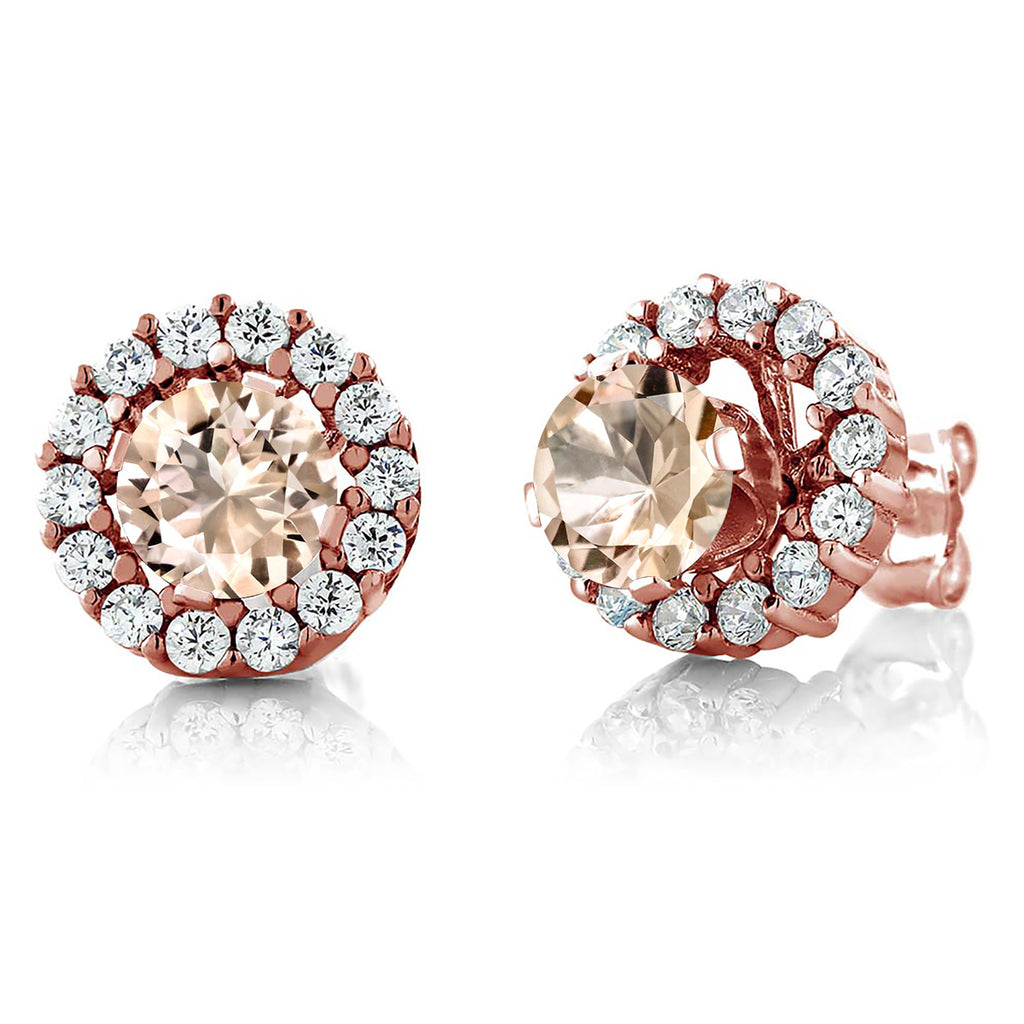 Morganite - October_Earrings in 925 Rose Gold Plated Silver