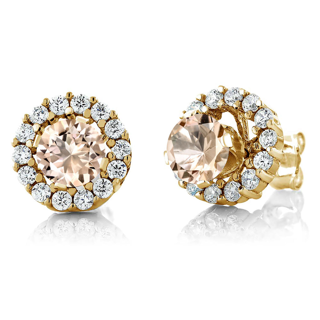 Morganite - October_Earrings in 925 Yellow Gold Plated Silver