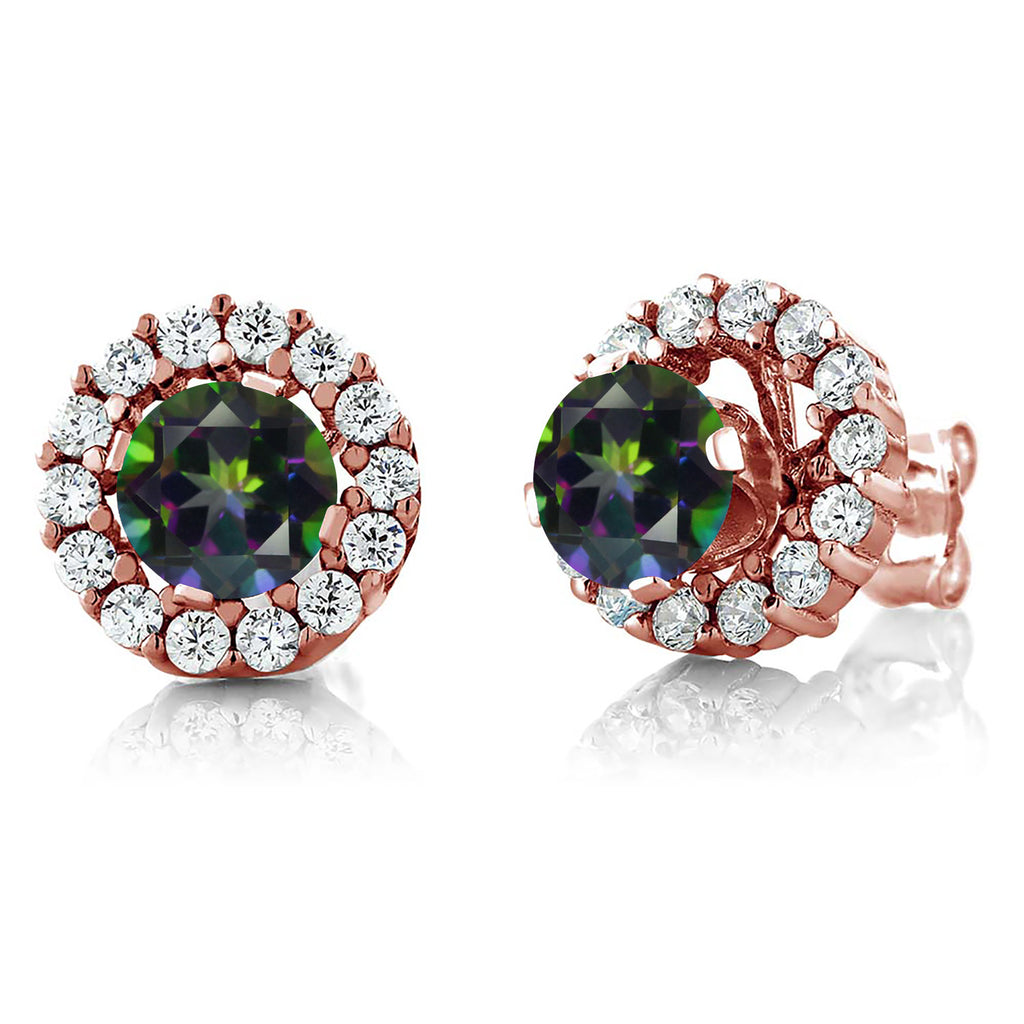 Green Mystic Topaz_Earrings in 925 Rose Gold Plated Silver