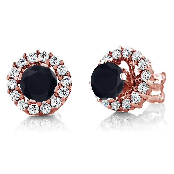Onyx - December_Earrings in 925 Rose Gold Plated Silver