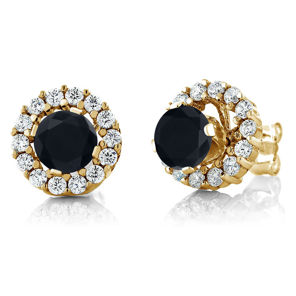Onyx - December_Earrings in 925 Yellow Gold Plated Silver