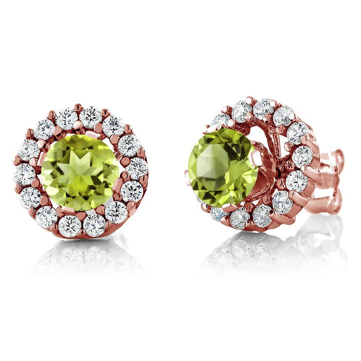 Peridot - August_Earrings in 925 Rose Gold Plated Silver