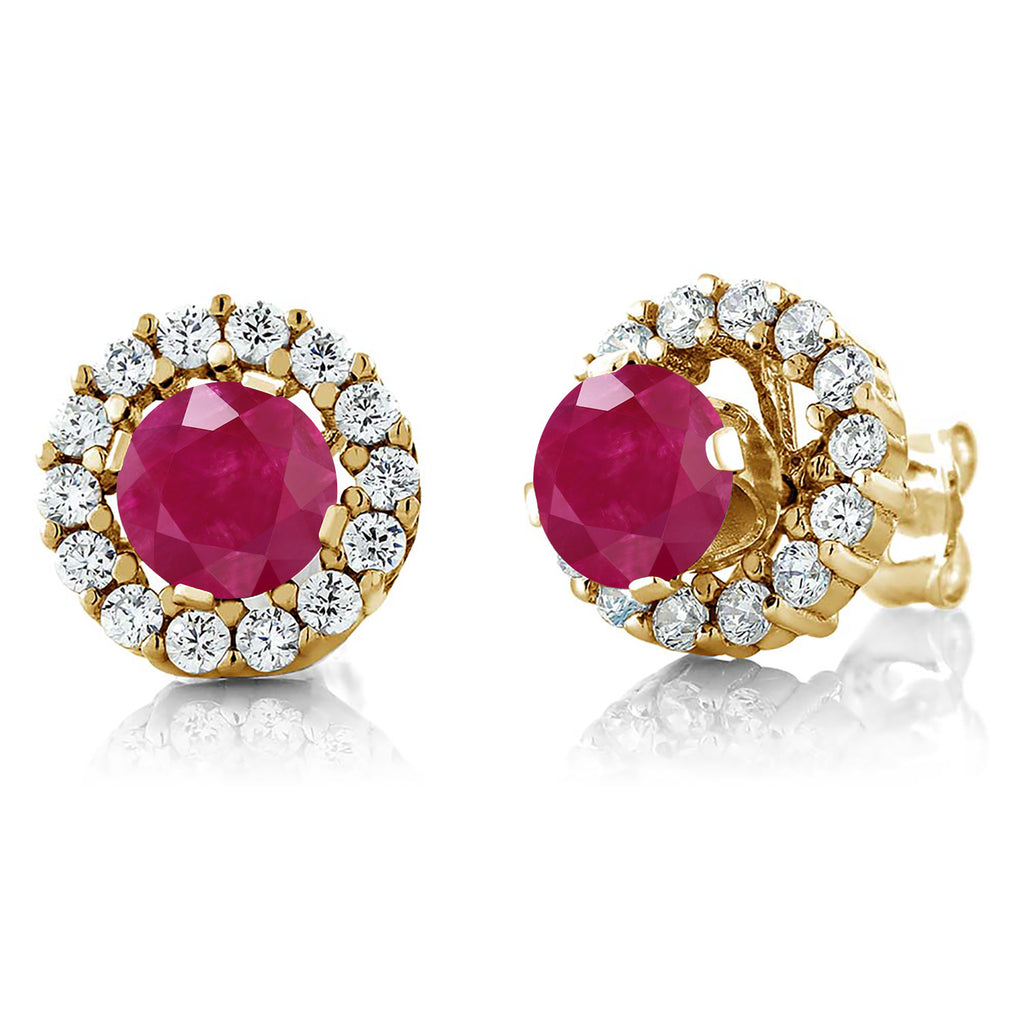 Ruby - July_Earrings in 925 Yellow Gold Plated Silver