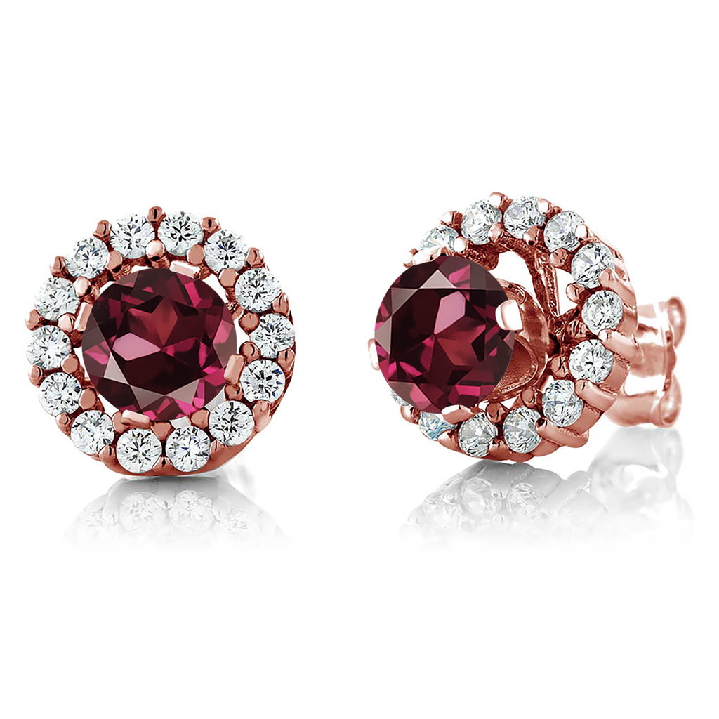 Rhodolite Garnet_Earrings in 925 Rose Gold Plated Silver