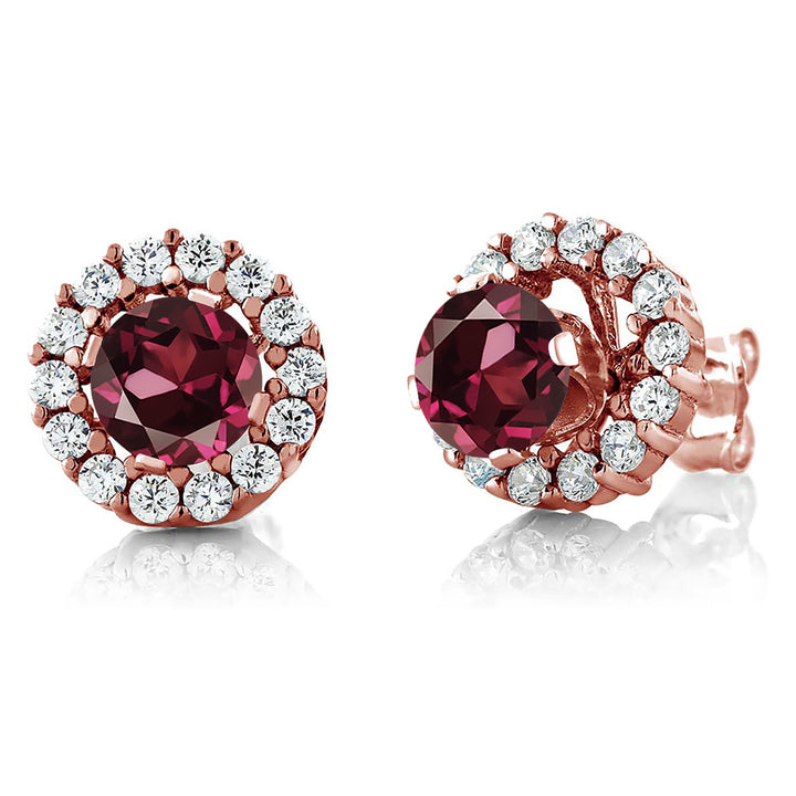 Rhodolite Garnet_Earrings in 925 Rose Gold Plated Silver