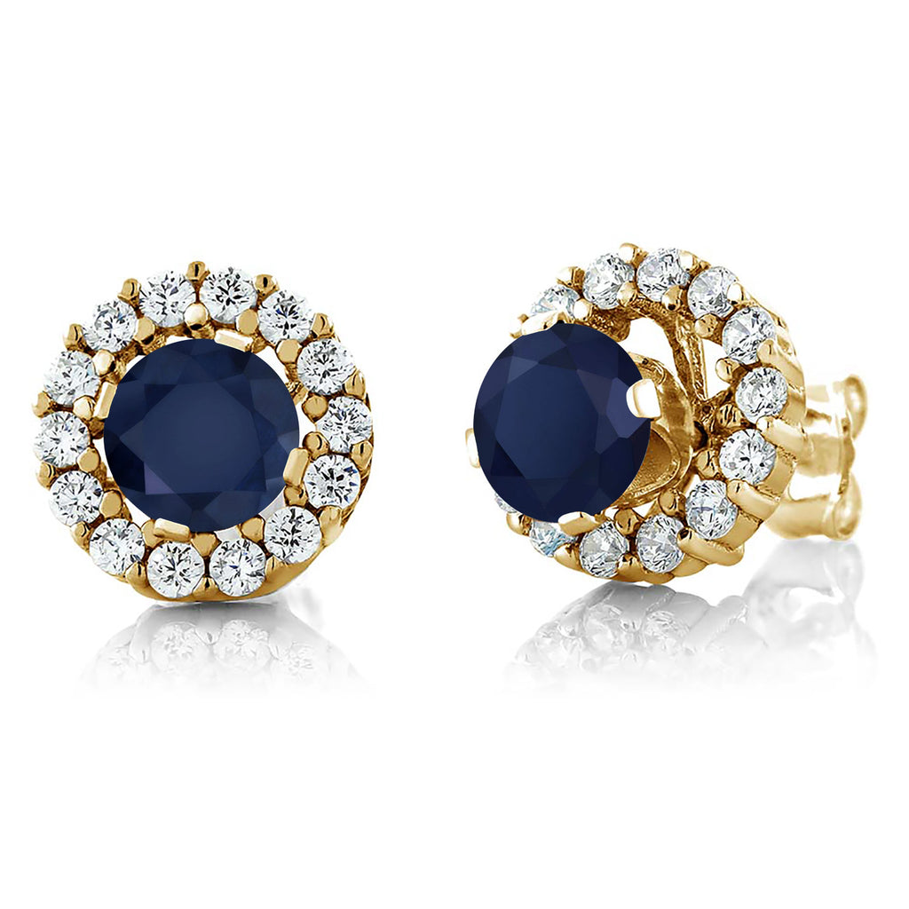 Blue Sapphire - September_Earrings in 925 Yellow Gold Plated Silver