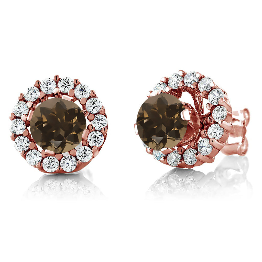 Smoky Quartz_Earrings in 925 Rose Gold Plated Silver