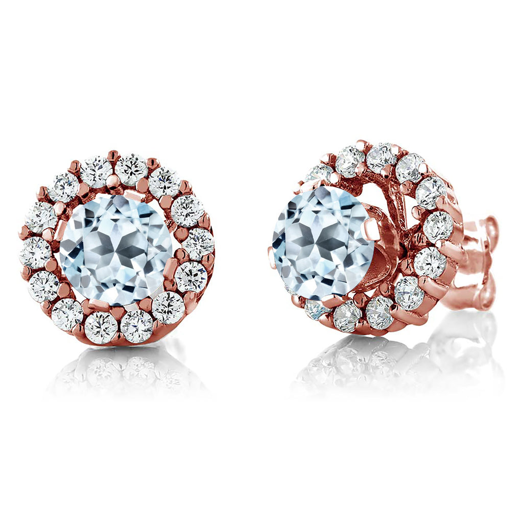 Sky Blue Topaz - November_Earrings in 925 Rose Gold Plated Silver