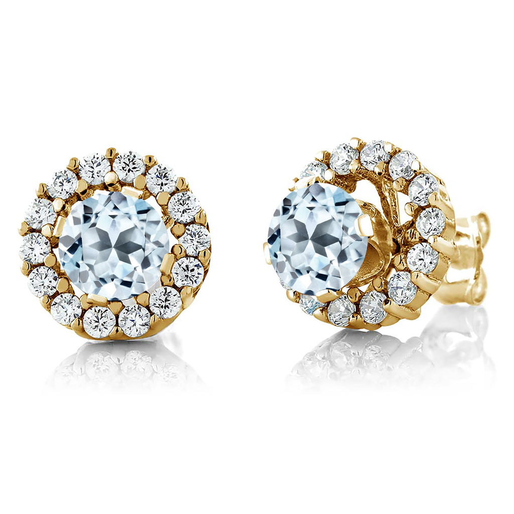 Sky Blue Topaz - November_Earrings in 925 Yellow Gold Plated Silver
