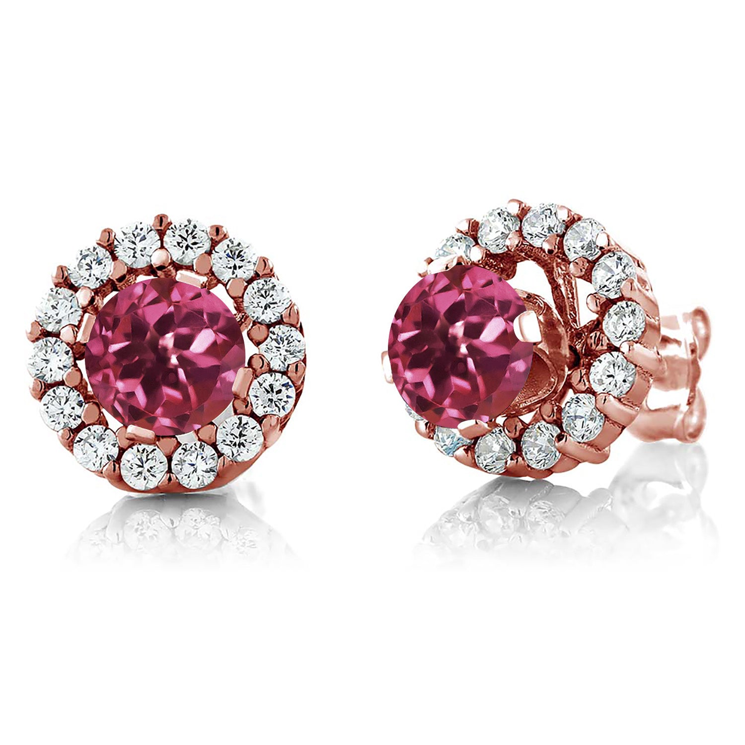 Pink Tourmaline - October_Earrings in 925 Rose Gold Plated Silver